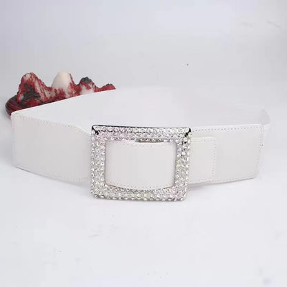 All-match Square Buckle Wide Belt Decorative Coat Elastic Waist Seal