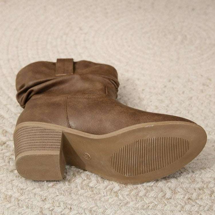 Retro Tassel Boots Winter Thick Square Heel Mid-calf Knight Retro Tassel Boots Winter Thick Square H | Ectron Online