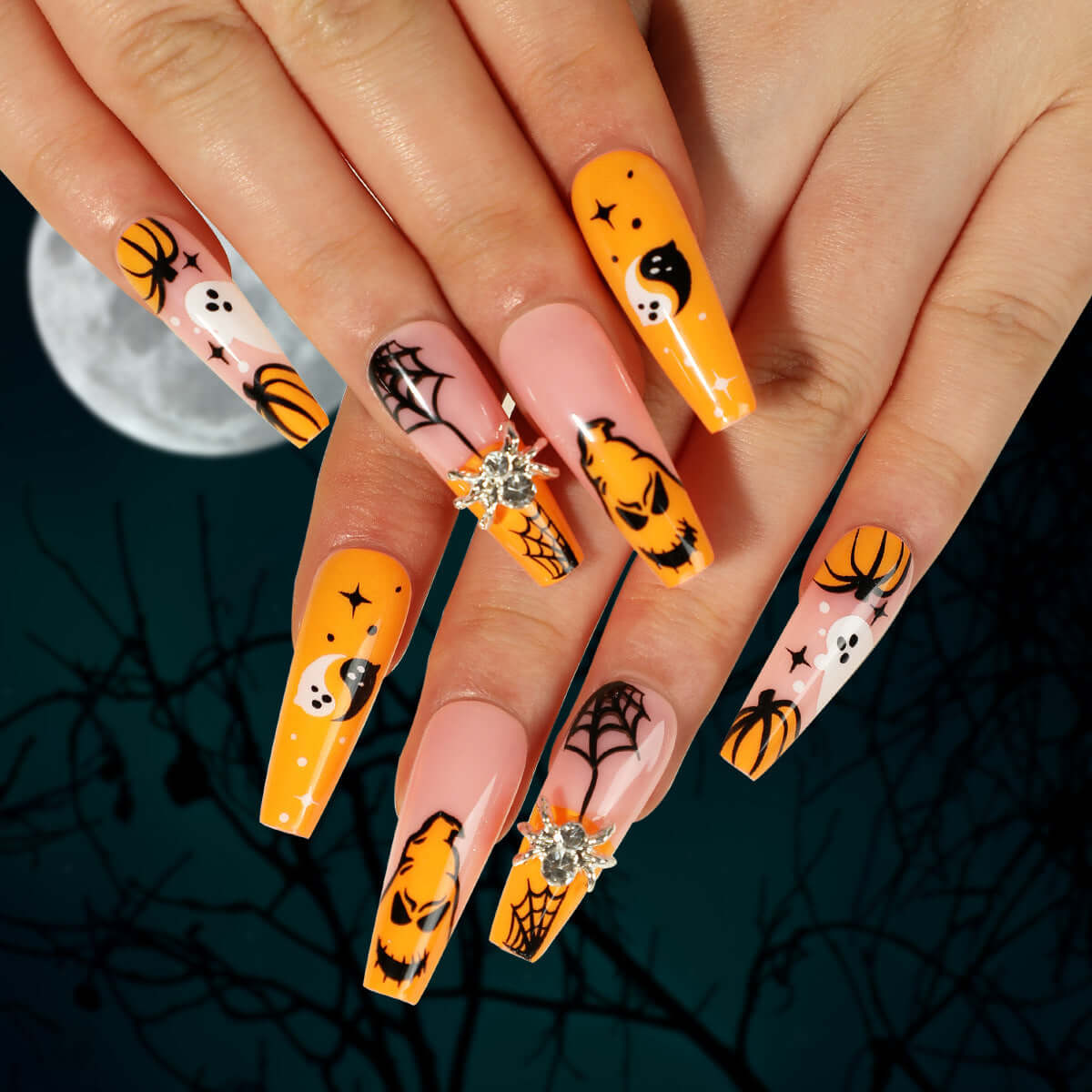 24pcs Halloween Press-On Nails 24 PCS Press On False Nails Short Medium | Ectron Online