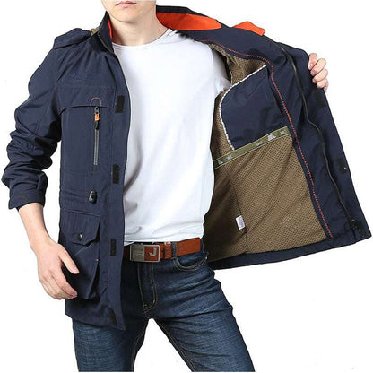 Men's Casual Mid-Length Hooded Outdoor Jacket - Plus Size Men's Medium To Long Casual Outdoor Hood | Ectron Online