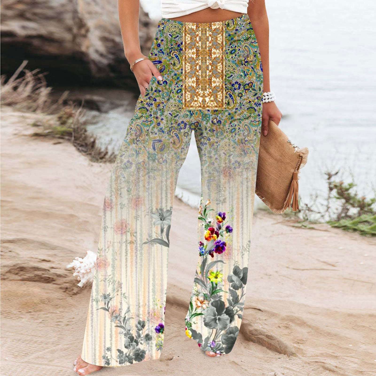 Elegant Series New Printed Loose High Waist Casual Wide Leg Pants Elegant Series New Printed Loose High Wa | Ectron Online