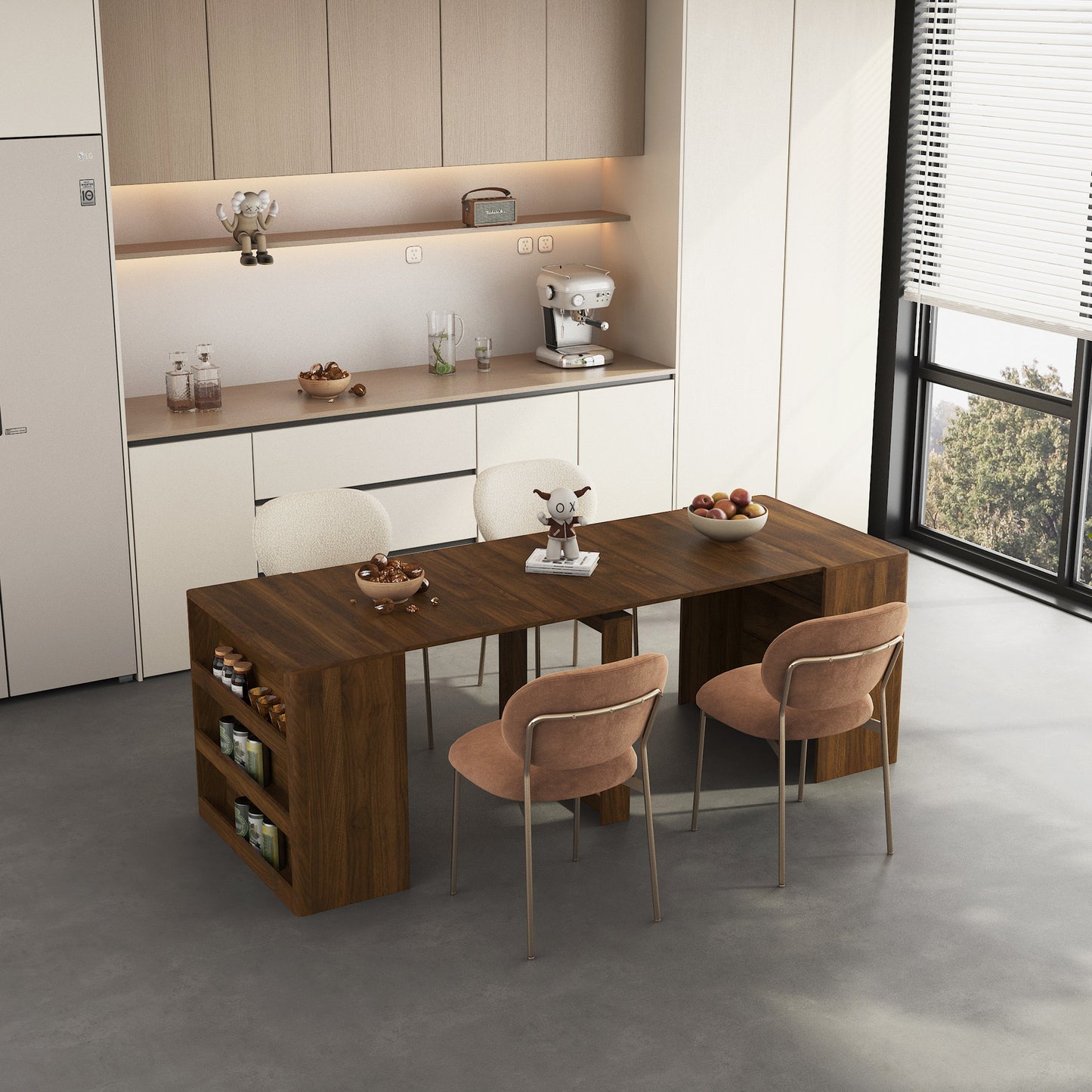 Extendable Dining Table for 1-10 People - Foldable Wood Console