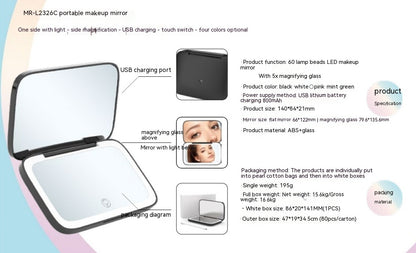 Portable Led Make-up Mirror Luminous Mirror Double-sided With Light Led Make-up Mirror With Light