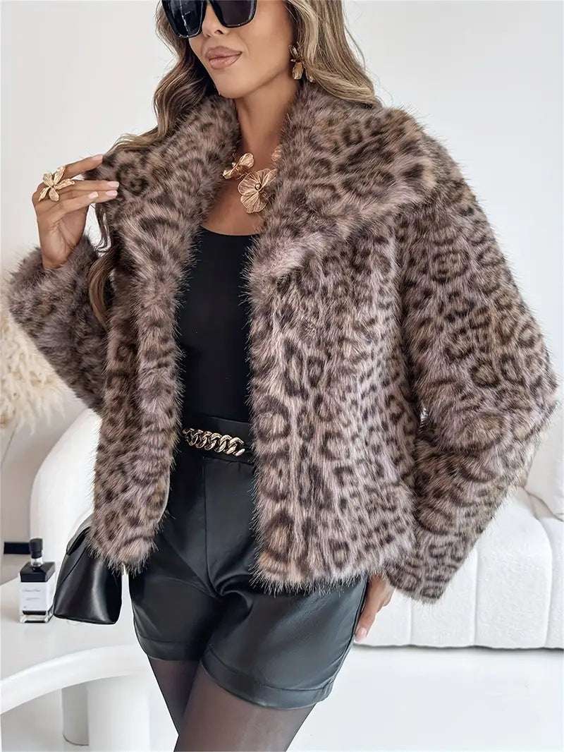 Gradient Faux Fur Coat Gradient Dyed Pointed Lapel Long Sleeve | Ectron Online
