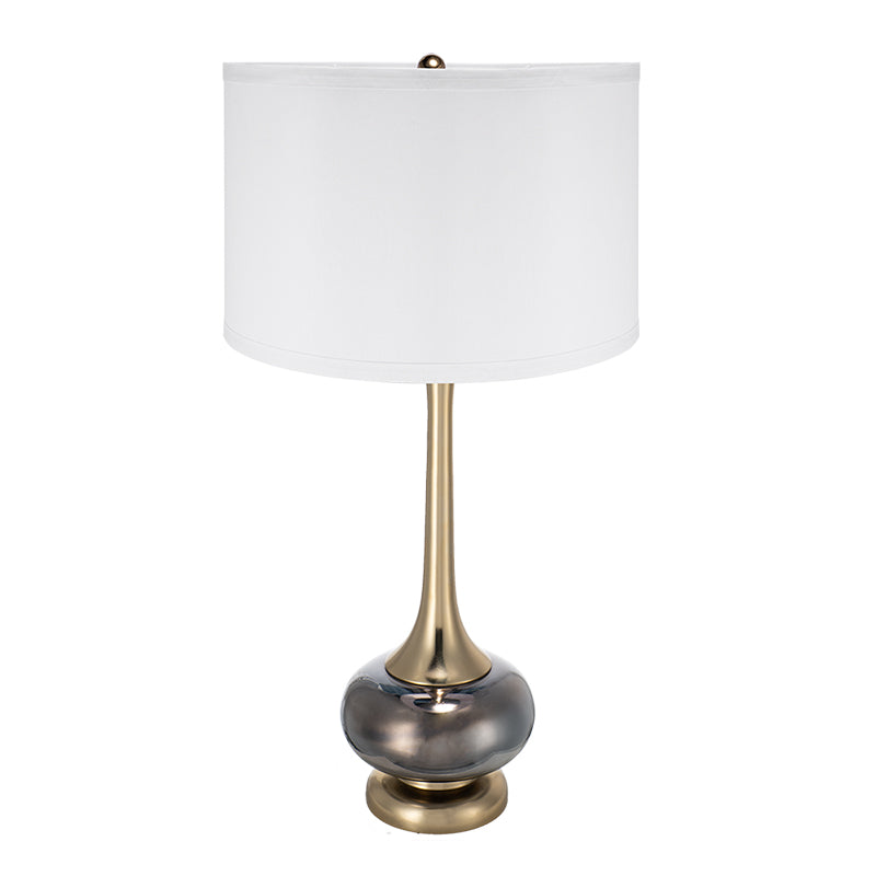 Modern Table Lamp with Glass Drum Shade - 29" Tall Desk Lamp