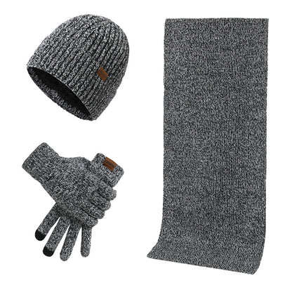 Thermal Knitting Hat Scarf And Gloves Three-piece Set