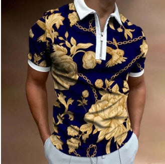 Men’s Striped Printed Polo Shirt – Short Sleeve Lapel Tee Men's POLO Shirt Striped Printed Short S | Ectron Online