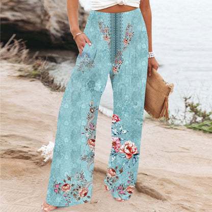 Elegant Series New Printed Loose High Waist Casual Wide Leg Pants