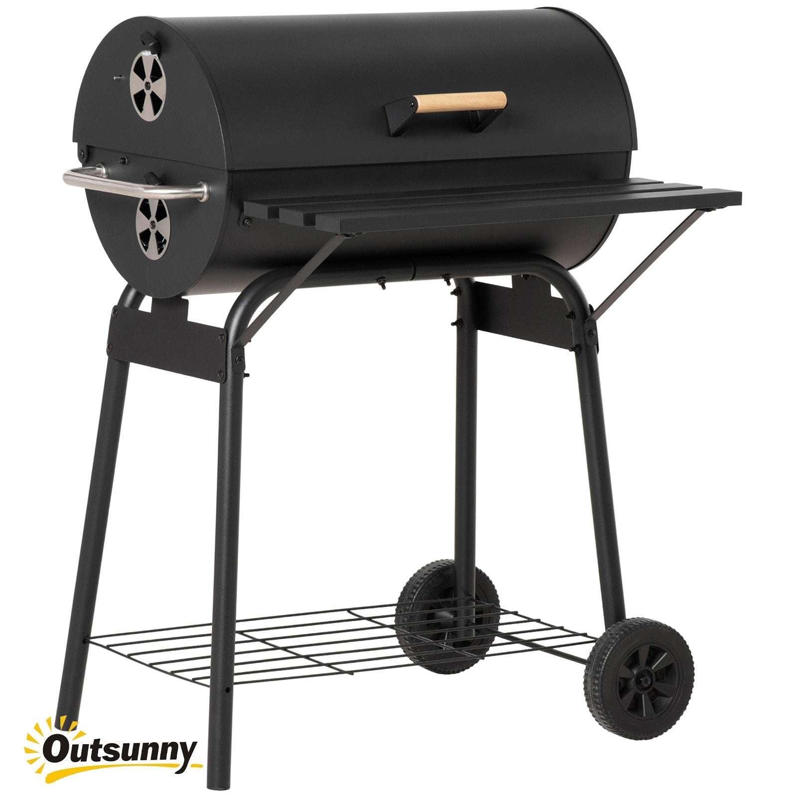 30" Portable Charcoal BBQ Grill - Outdoor Grill with Wheels & Shelf 30" Portable Charcoal Barbecue Grill wit | Ectron Online