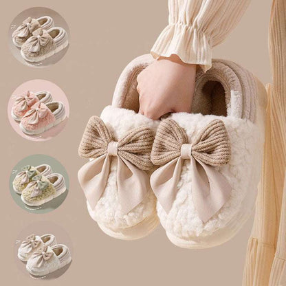 Big Bow-knot Fluffy Slippers – Winter Warm Platform Shoes Big Bow-knot Fluffy Slippers Winter Warm | Ectron Online