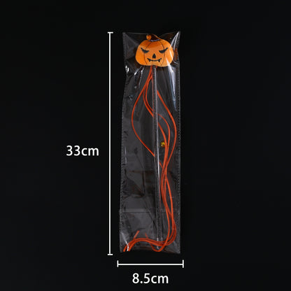 Halloween Cat Teaser Stick Cartoon Plush Spider Pumpkin Bat Tassel Sound Interactive Pet Toy