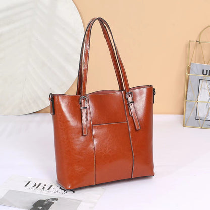 Women's Genuine Leather Tote Bag | Large Cowhide Messenger Bag Big Bag Genuine Leather Capacity Cowhid | Ectron Online