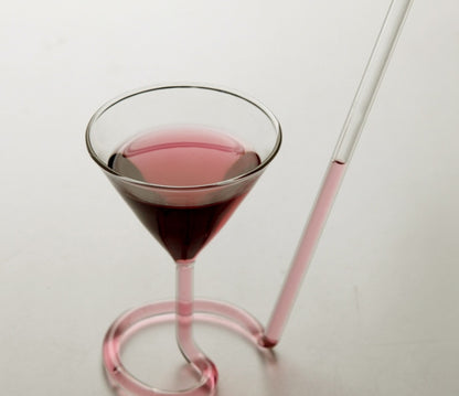 Spiral Cocktail Glass Revolving Martini Creative Long Tail Cocktail Straw Wine Glass For Bar Party Supply Barware