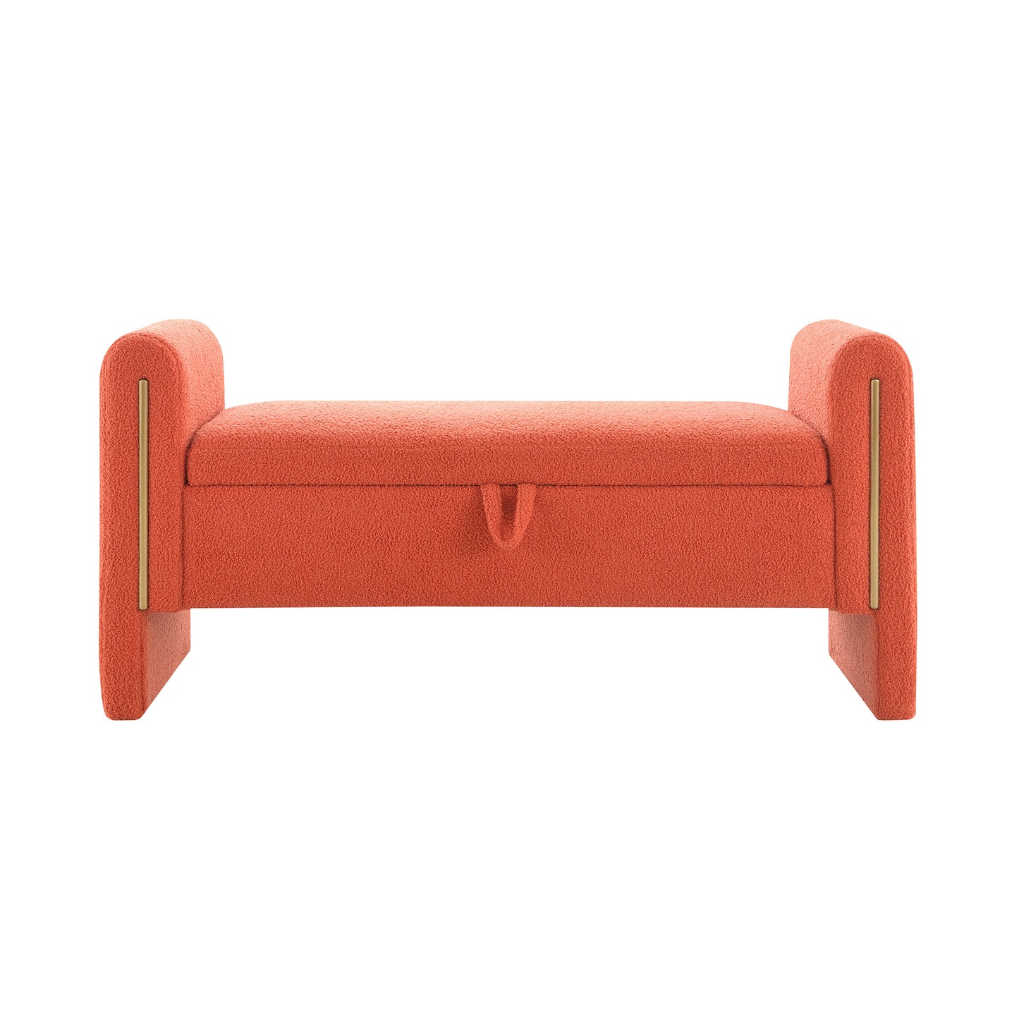 Modern Teddy Storage Bench with Arms - Orange Upholstered Ottoman