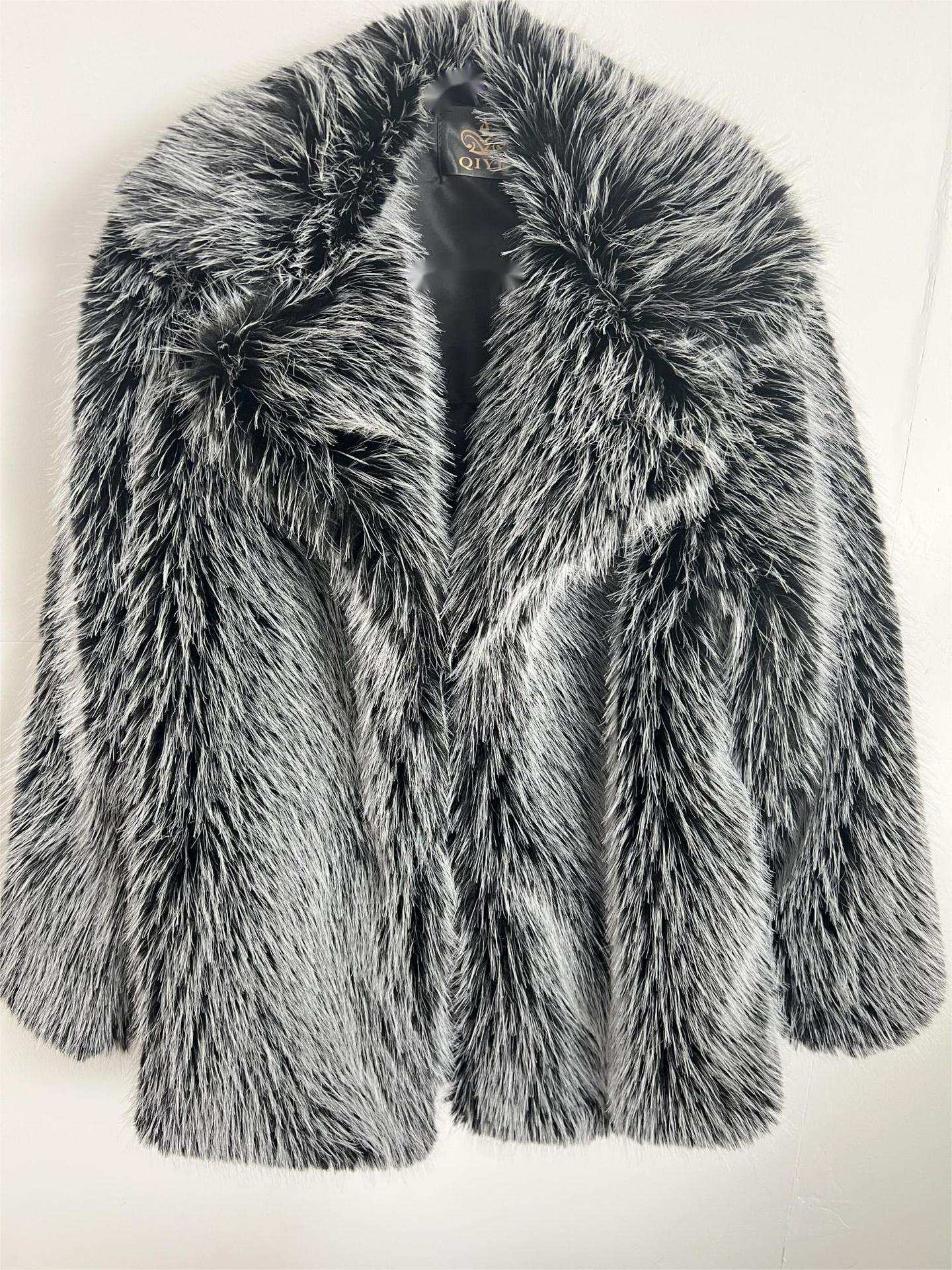 Mid-Length Faux Fur Coat Fur Mid-length Coat Suit Warm Fur Coat | Ectron Online