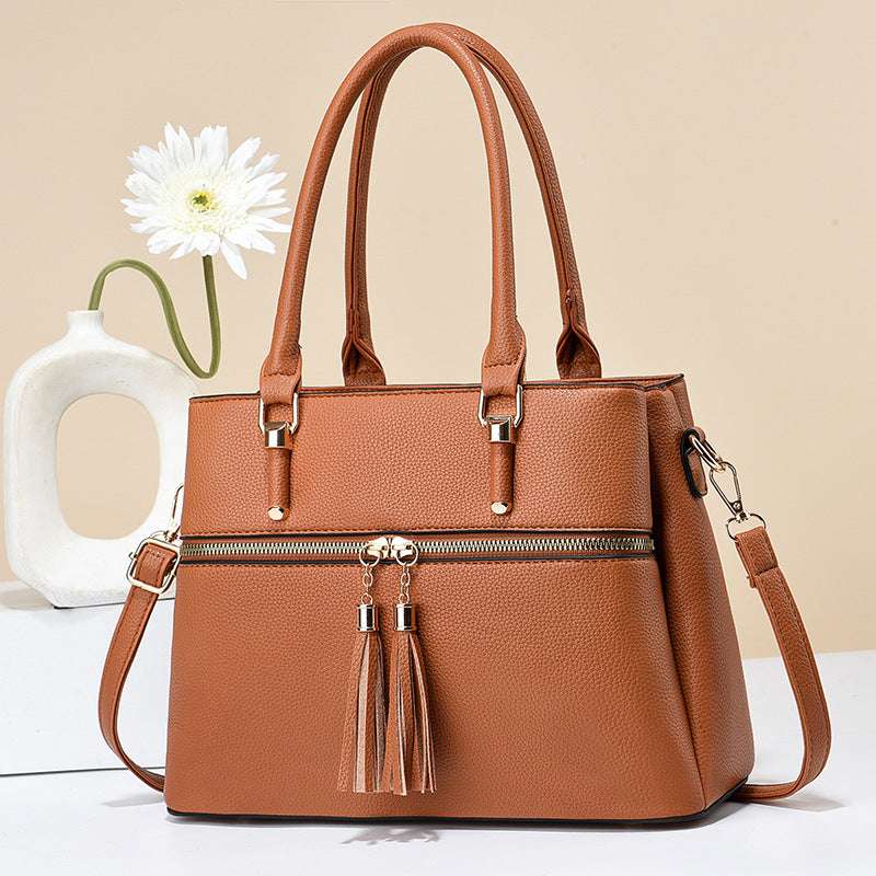 Large Capacity Soft Leather Tassel Shoulder Bag Large Capacity Soft Leather Tassel Shoul | Ectron Online