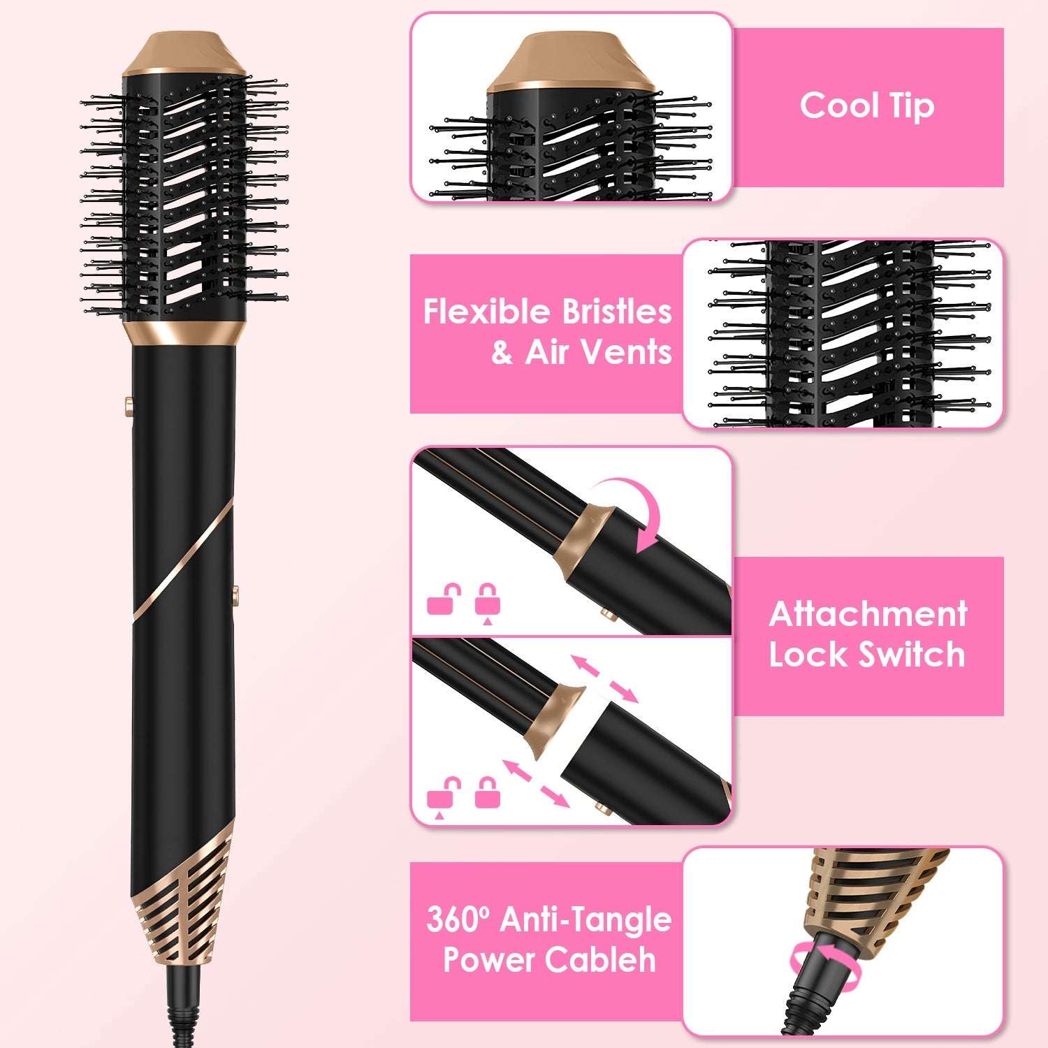 5-in-1 Hot Air Styler & Automatic Wrap Curler - Pro Hair Dryer Brush 1Pc 5 In 1 Hot Air Styler Straightener C | Ectron Online