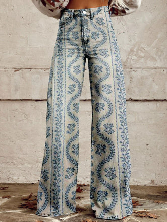 Thin Faux Denim Wide-leg Pants Thin Faux Denim Wide-leg Pants | Ectron Online