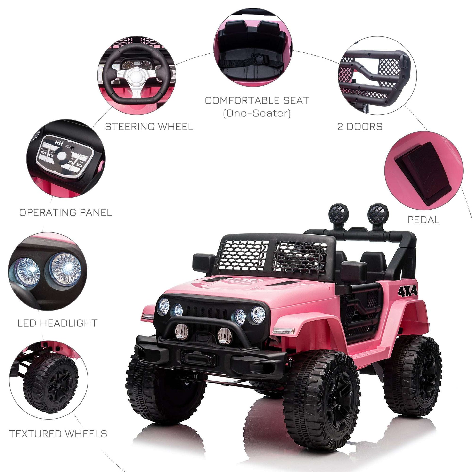 12V Kids Ride On Truck with Remote - Pink Electric Car for Girls 12V Kids Ride On Truck with Parent Remot | Ectron Online