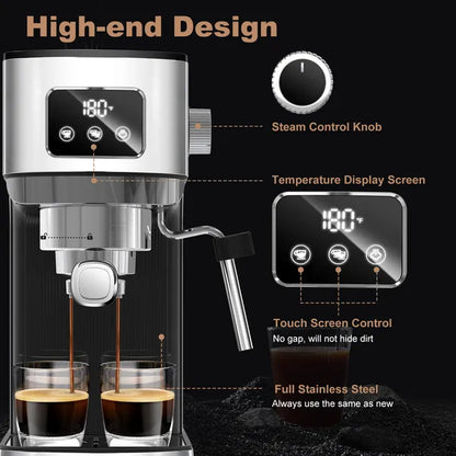 Geek Chef Stainless Steel Espresso Machine - Pod Compatible with Frother Geek Chef Espresso Machine, Cappuccino & | Ectron Online