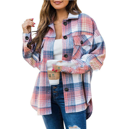 Flannel Jacket Casual Check Button Down