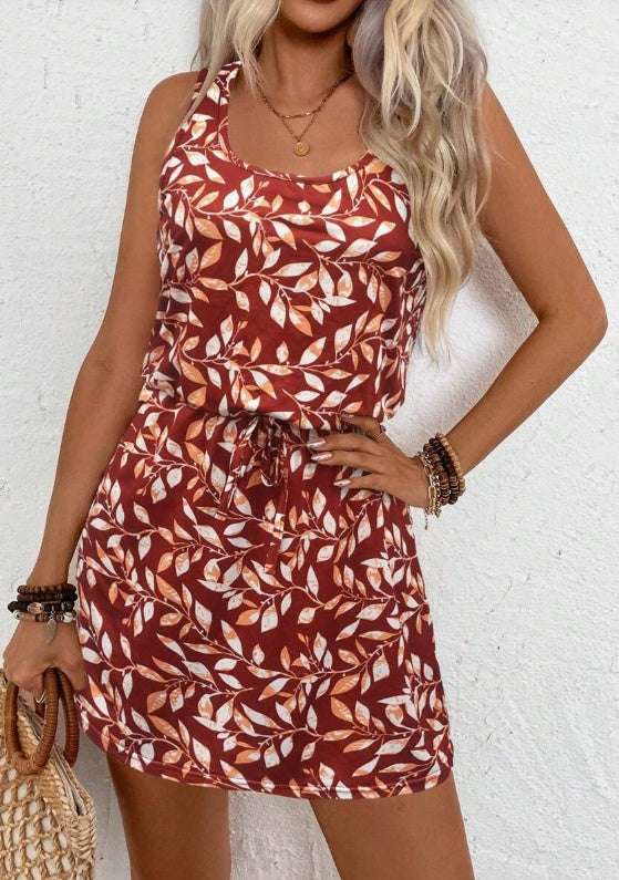 Ladies’ Printed Tie-Up Sleeveless Summer Holiday Dress Ladies' Printed Tie-Up Sleeveless Summer | Ectron Online