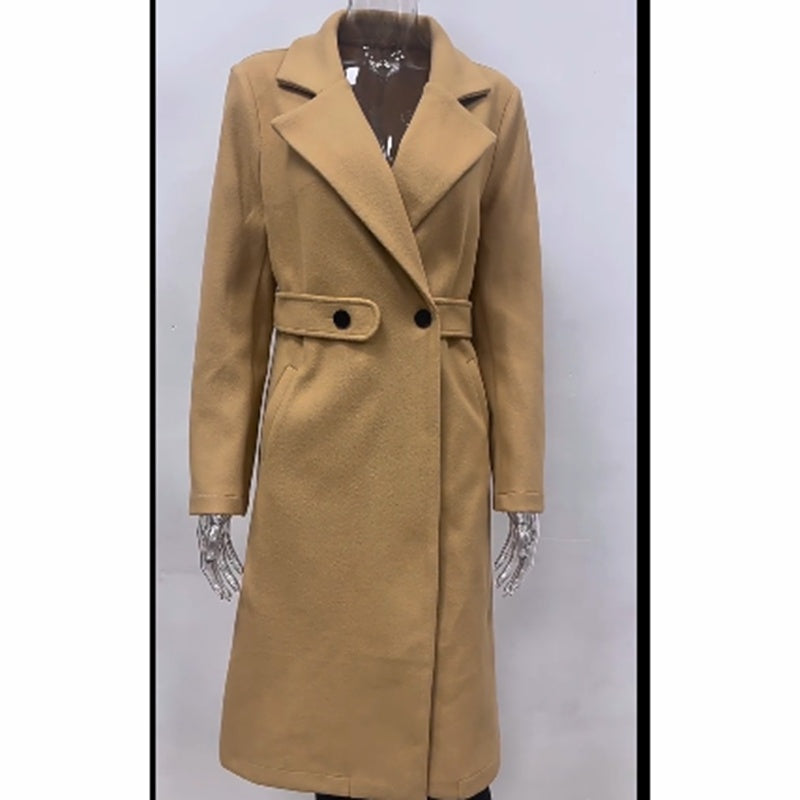 Women's Notch Lapel Trench Coat | Mid-Long Casual & Formal Jacket
