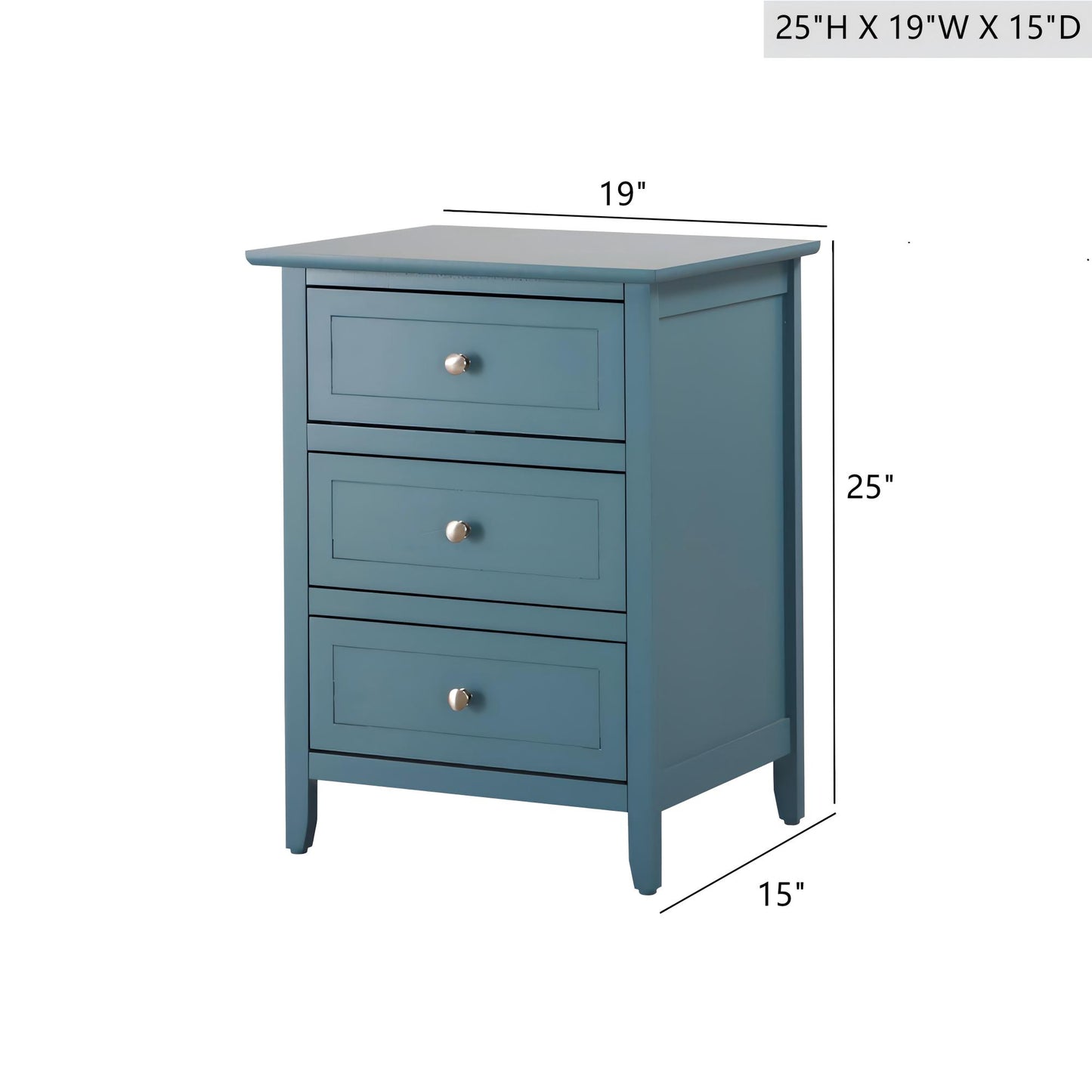 Teal Accent Nightstand - Modern Bedside Table with Storage