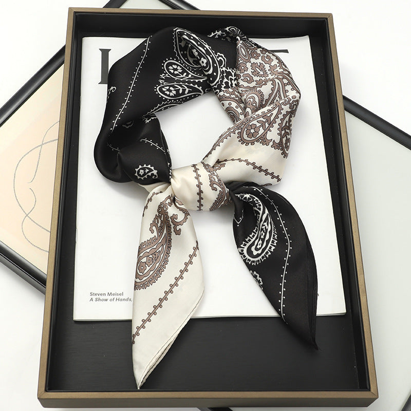 Solid Color Square Scarf - Elegance & Style Artificial Silk Striped High-grade Korea | Ectron Online