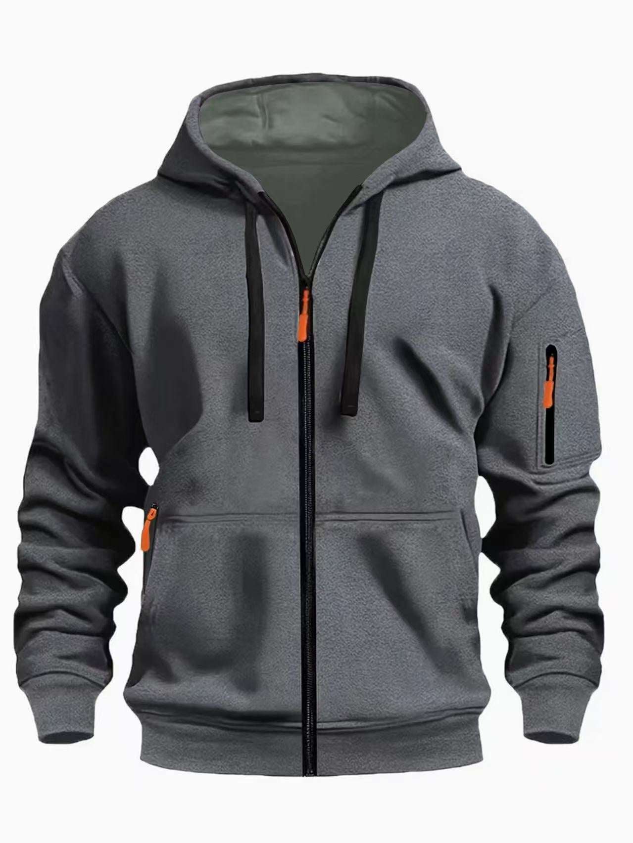 Zipper Hooded Sweatshirt Men's Sports Casual Cardigan Coat