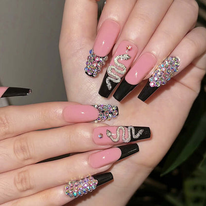24pcs Diamond Snake Nail Art 24 PCS Diamond Snake Nail Art, Long Leng | Ectron Online