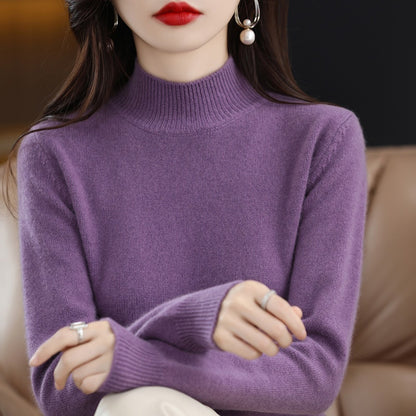 Women's Half-High Collar Sweater | Slimming Loose Knit Winter Top Autumn And Winter Sweater Half-high Coll | Ectron Online