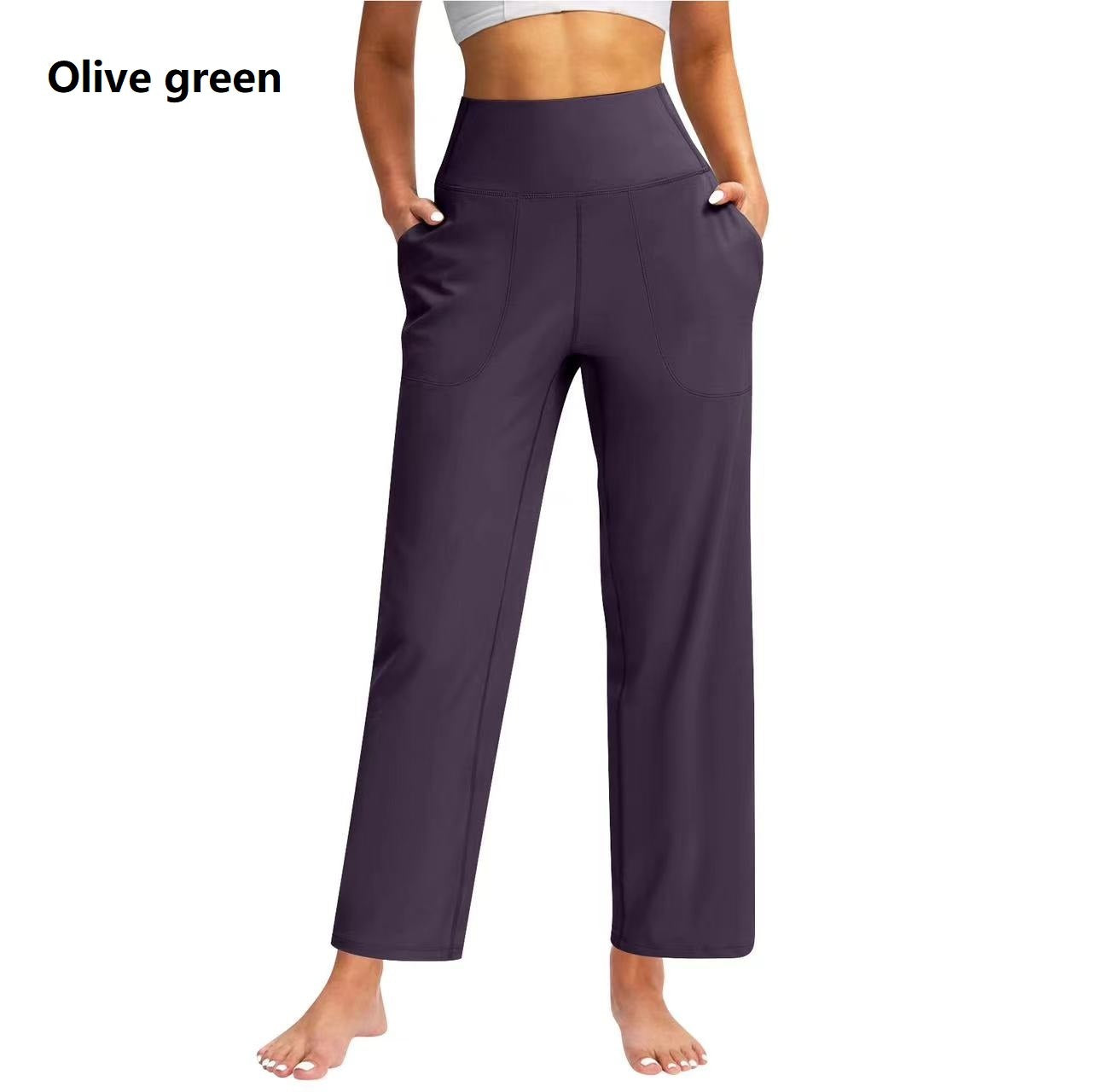 Women's High Waist Pure Color Draping Effect Straight Casual Trousers Women's High Waist Pure Color Draping Ef | Ectron Online
