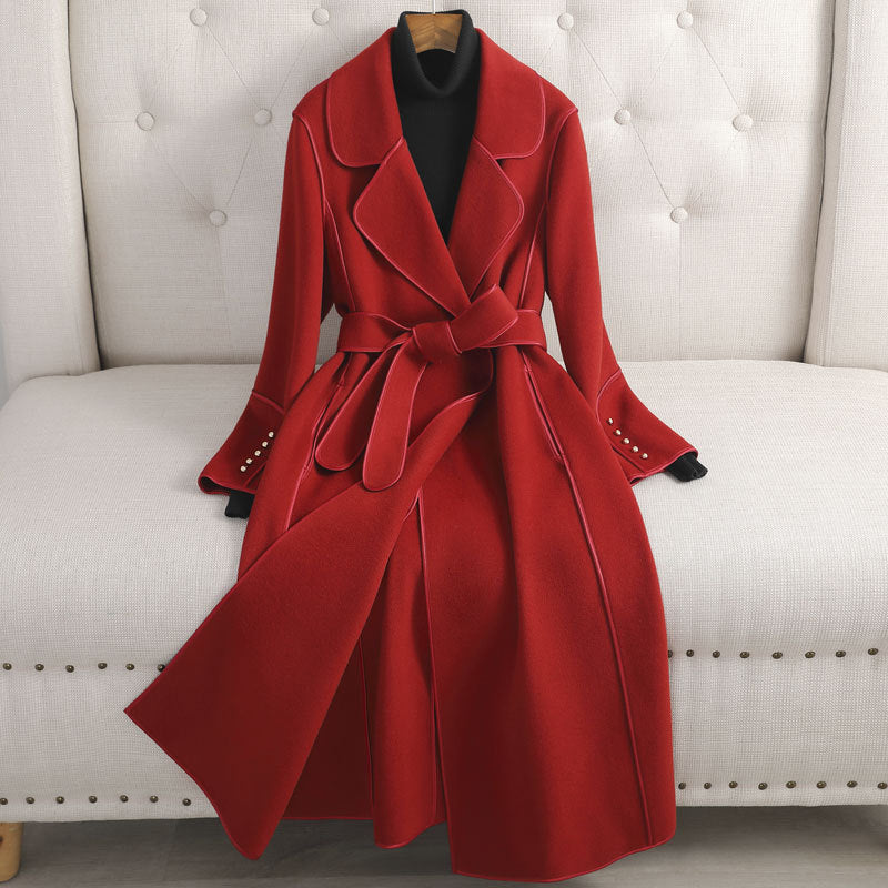 Slimming Woolen Coat - Over-the-Knee Outerwear & Jackets | Ectron Online
