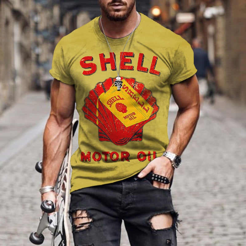 Men’s Vintage 3D Print Tee – English Style Casual Short Sleeve 3D Digital Vintage Print English Men's C | Ectron Online