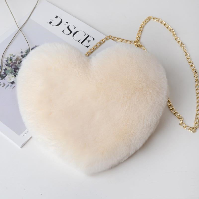 Women's Plush Heart Love Bag - Valentine's Day Chain Shoulder Bag Love Bags For Women Plush Chain Shoulder | Ectron Online