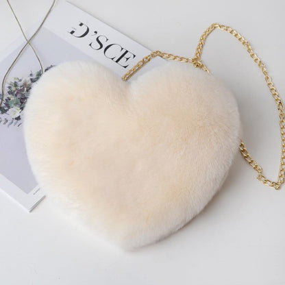 Women's Plush Heart Love Bag - Valentine's Day Chain Shoulder Bag Love Bags For Women Plush Chain Shoulder | Ectron Online