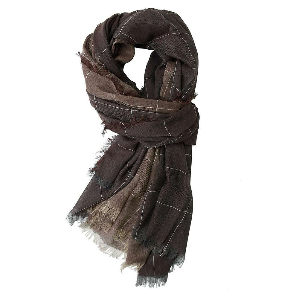 Large Winter Dual-Color Plaid Scarf Winter Dual-color Patchwork Plaid Tassel | Ectron Online