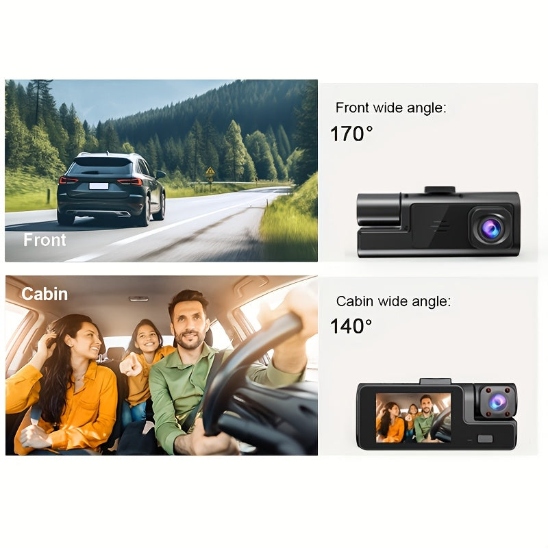3-Lens HD 1080P Dash Cam | Parking Monitor & Rearview Reversing Camera