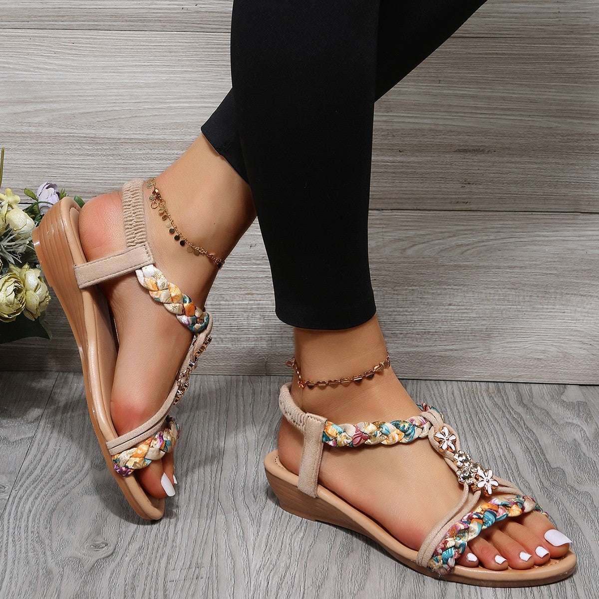 Women’s Open Toe Sandals – Color Block Fabric Design Women's Open Toe Sandals Made Of Color B | Ectron Online