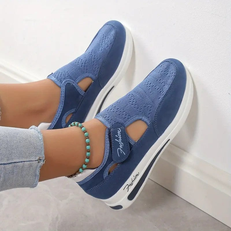 Wedge Platform Hollow Velcro Round Toe Low-top Sneaker Wedge Platform Hollow Velcro Round Toe L | Ectron Online