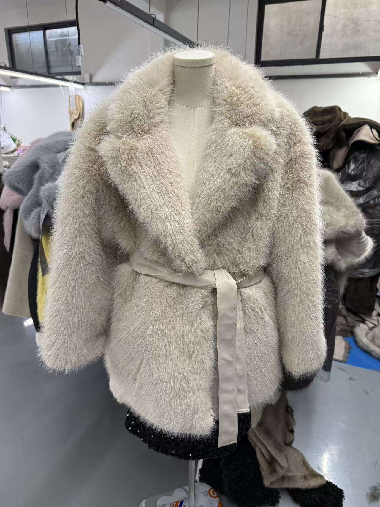 With Belt Artificial Wool Coat Mid-length