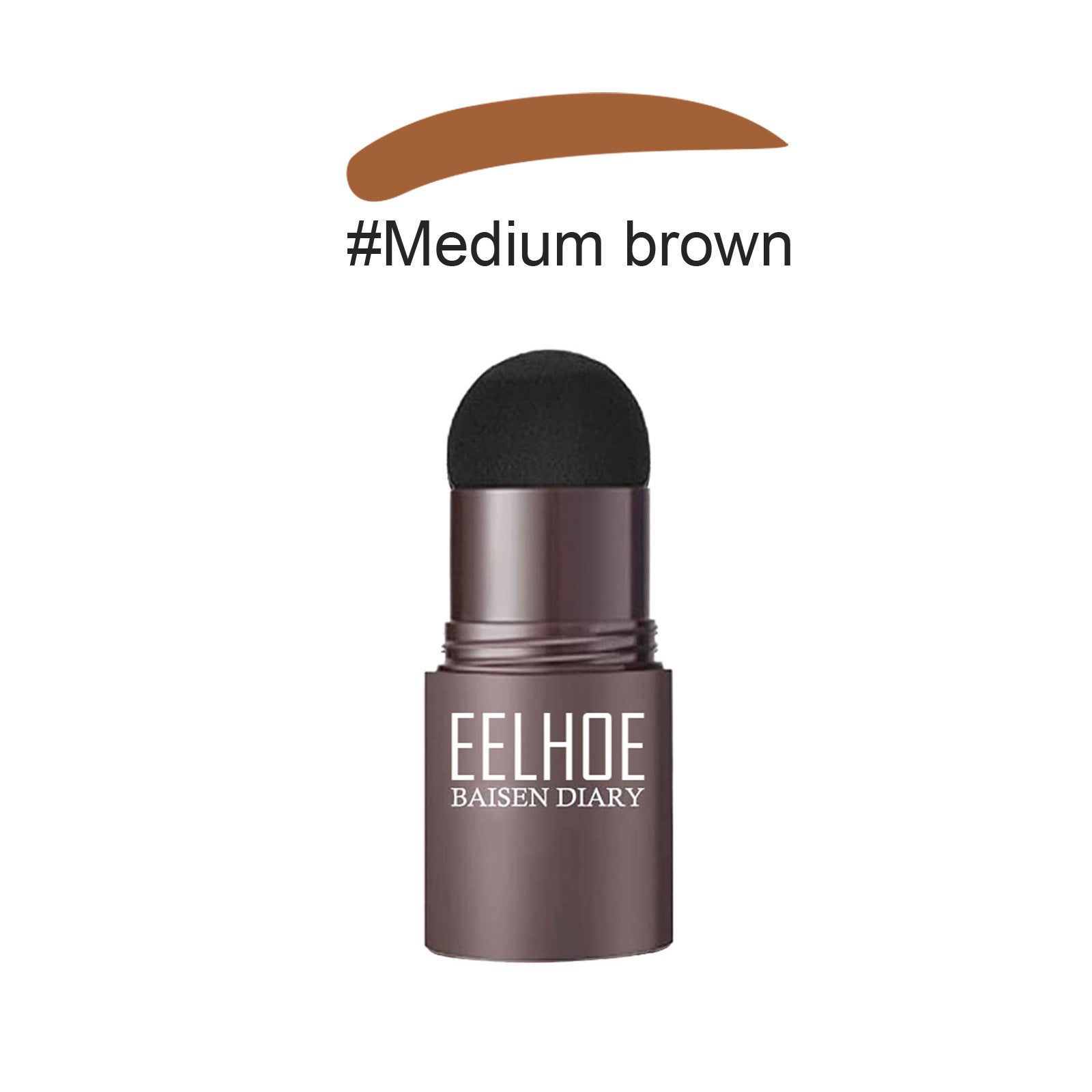 Medium brown eyebrow powder stamp with sponge applicator cap