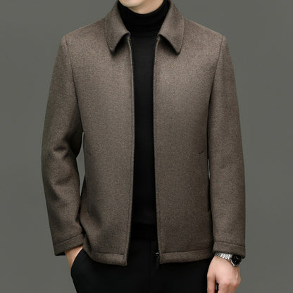 Men's Casual Polo Collar Woolen Jacket Woolen Coat Men's Clothing