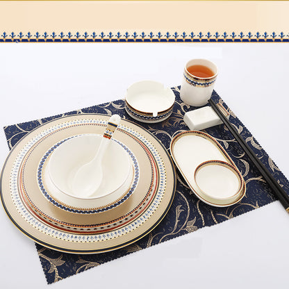 Ceramic European-style Flat Plate Creative Bone China Tableware Set