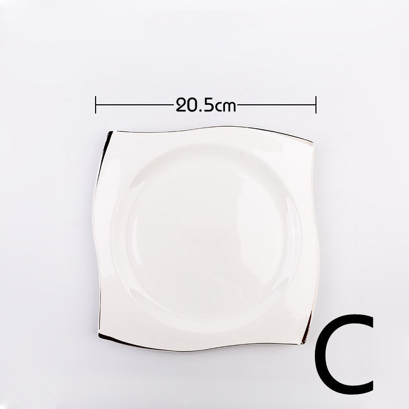 Steak Plate Creative Square European Bone China Tableware Set