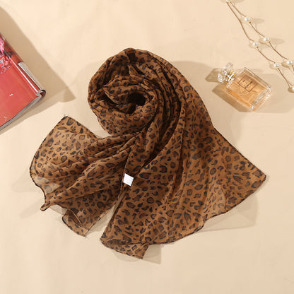 Leopard Chiffon Scarf Ladies Thin Shawl