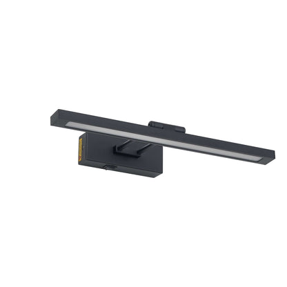 Black LED picture light with rectangular bar and integrated wall mounting base