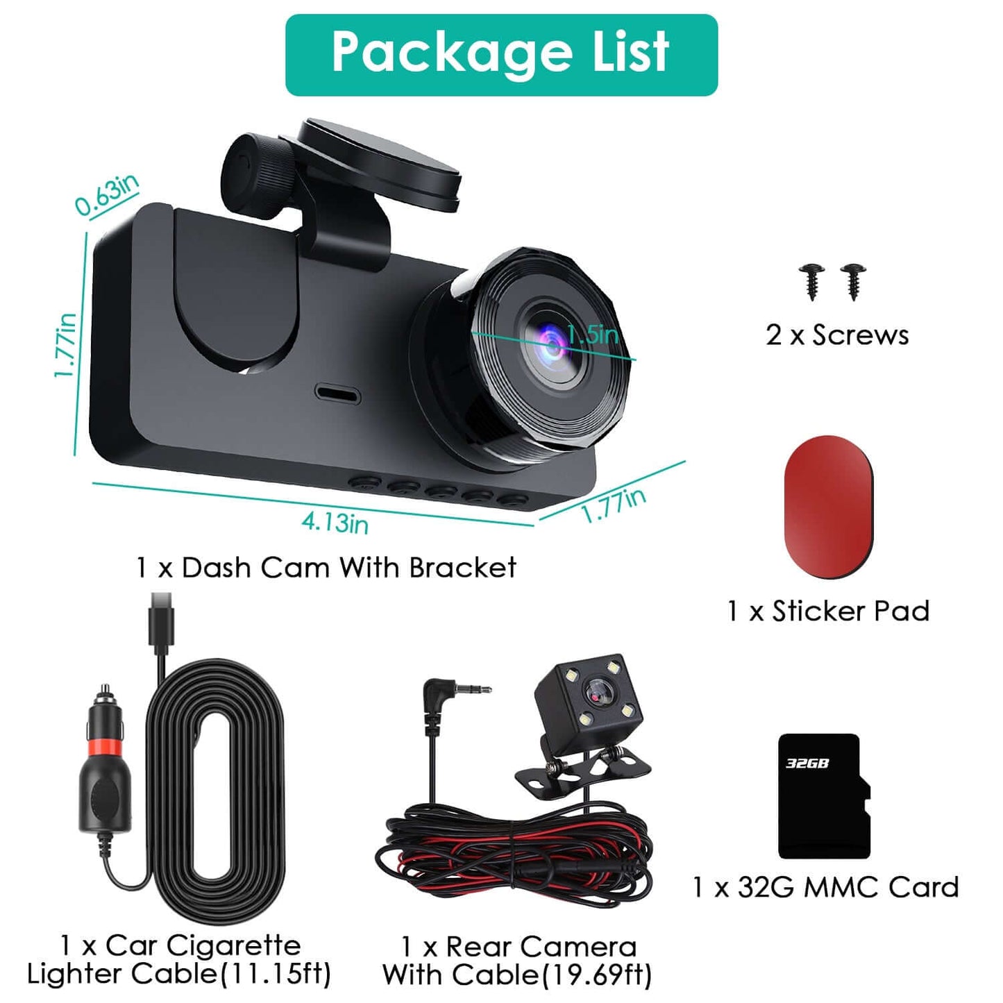 3-Channel 360° Dash Cam - 1080P Front, Interior & Rear Car Camera 3 Channel Dash Cam Front Inside Rear Veh | Ectron Online