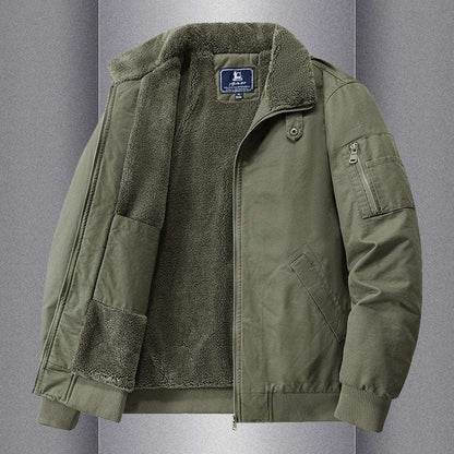 Warm And Loose Polo Collar Pure Cotton Workwear Jacket Casual Lambswool